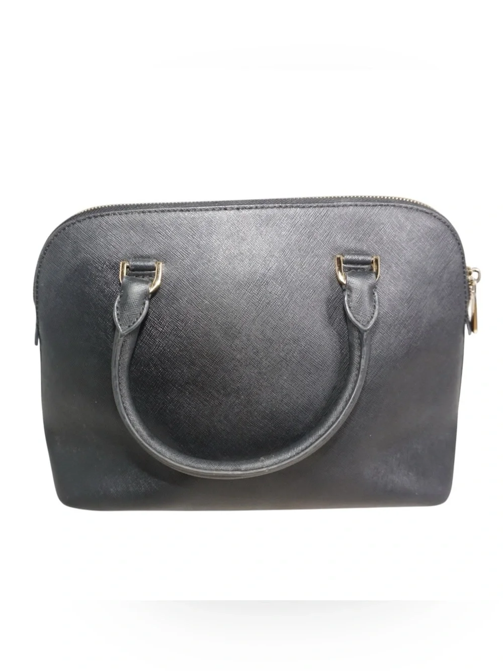 Michael Kors Cindy Black Dome Satchel with Gold Hardware Accents